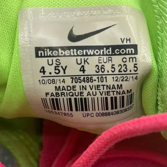 Nike Rosherun Flight Weight Running Shoes Pink Green Girls Youth 4.5 - Picture 7 of 8